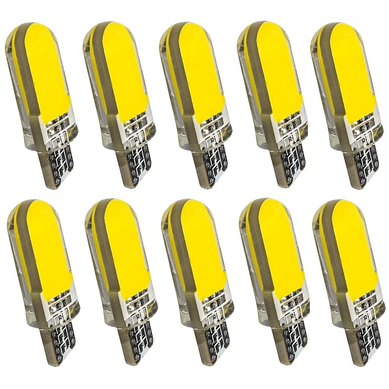 

10 шт., силиконовые светодиодные лампы T10 W5W, 12 чипов