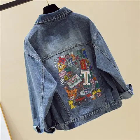 

Long Sleeve Denim Jacket Coat Female Autumn New Style Korean Loose Thin Joker BF INS Tide Genuine Fashion Limited Hot Factory