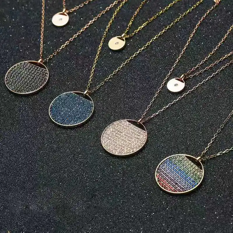 

Fashion SWA New Mysterious Round Tennis Racket Pendant Personality Two-In-One Double-Layer Necklace For Ladies Romantic Jewelry