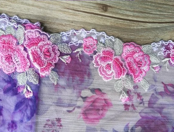 1 ярд фиолетовый цветочный ручной работы DIY Одежда кружевные аксессуары вышивка