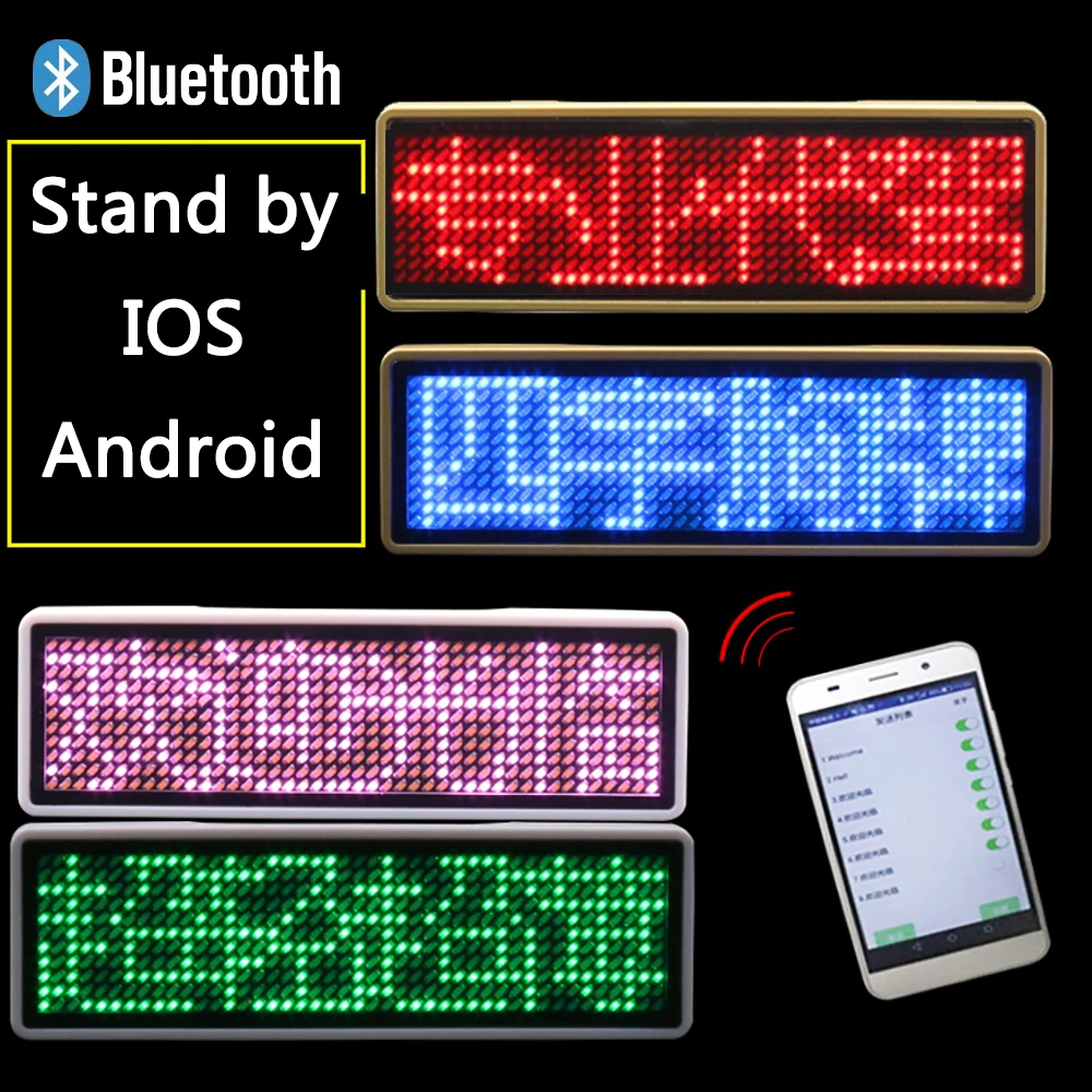 Светодиодный значок зажим Insignia перезаряжаемый Bluetooth цифровая Diy прокрутка доска