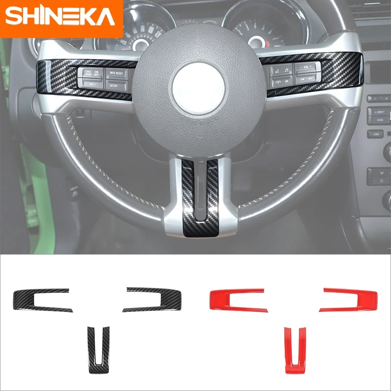 

SHINEKA ABS Car Interior Steering Wheel Decoration Cover Stickers For Ford Mustang 2009 2010 2011 2012 2013 Car Accessories
