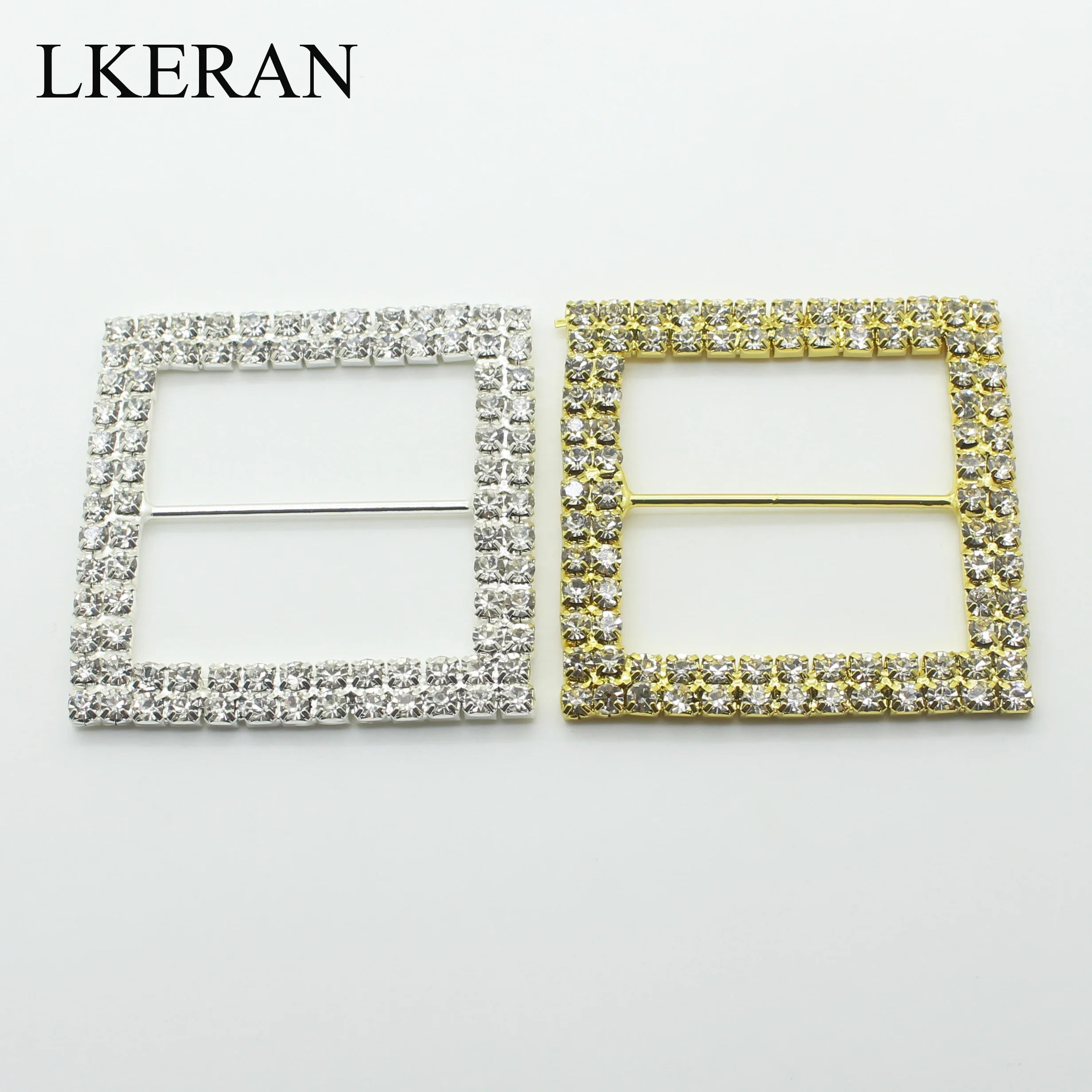LKERAN 2 шт. двурядная квадратная 50x50 мм (внутренняя планка 36 мм) кристальная стразы