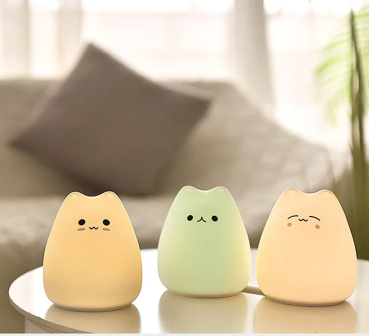 Фото New Kitty Pat LED Colorful Night Light Sensor Animal Cat Silicone Soft Cartoon Baby Child Nursery Lamp for Children Gift New Kitty Pat LED Colorful Night Light Sensor Animal Cat Silicone Soft Cartoon Baby Child Nursery Lamp for Children Gift