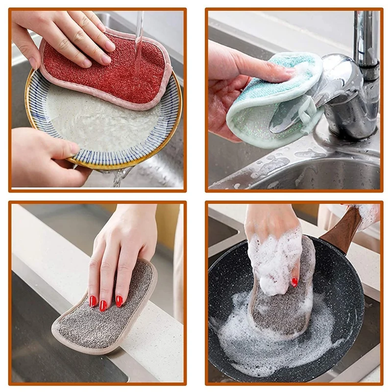 8 PCS Microfiber Sponge Washable Reusable Does Not Scratch Double Sided Soft Clean Dishes | Дом и сад