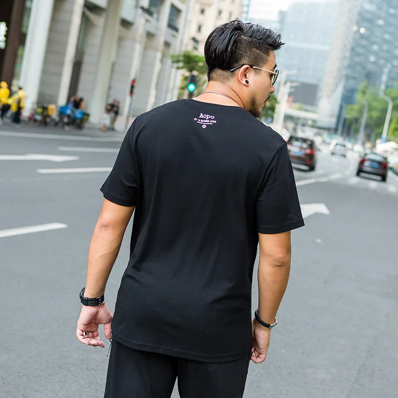 

Fat man short sleeve men's loose fit men's 2021 new sports top fashionable round neck fattened t-shirt men's summer