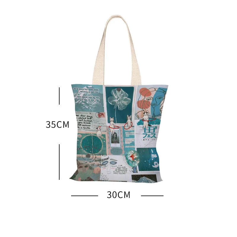 

Shopping bag Canvas Totes For Shopper Hang Bags for cart Eco Cloth Bag aesthetic reusable Shoulder Bags With Print Customizable