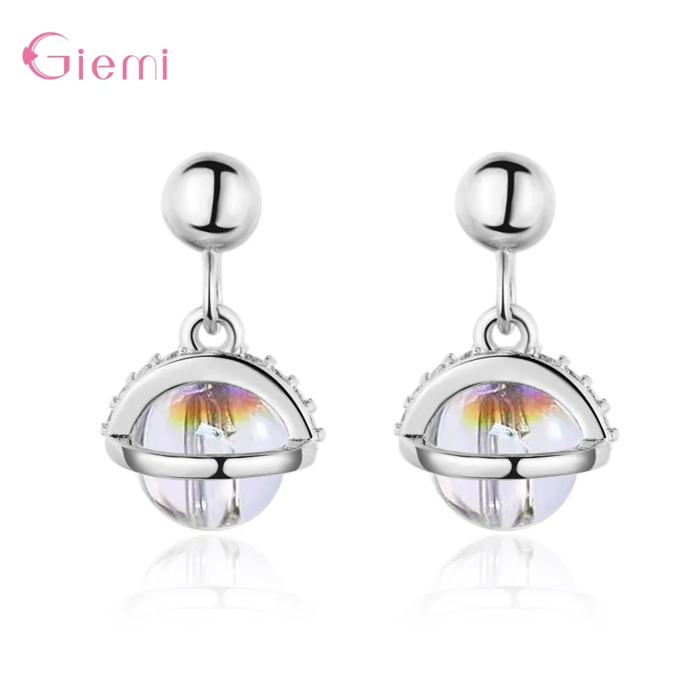 Новое поступление настоящие 925 пробы серебряные серьги Планета темперамент