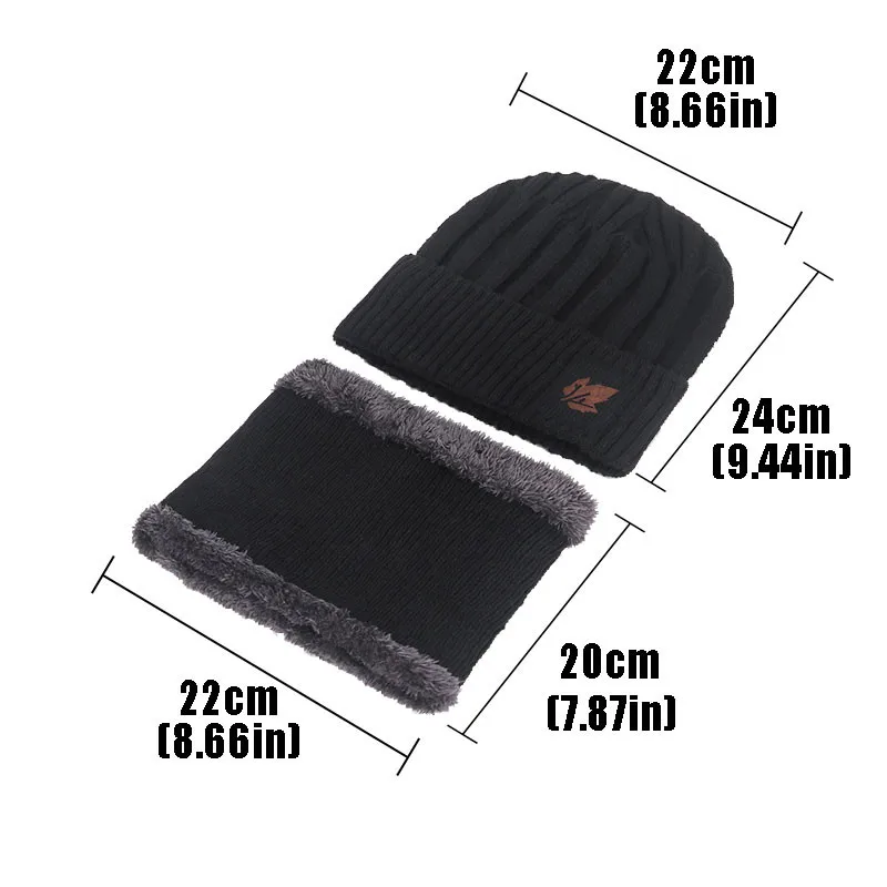

2-pieces Thick Winter Beanie Hat Scarf Set Warm Knit Hat Thick Knit Man Perfect For Outdoor Hiking High Quality Sombrero