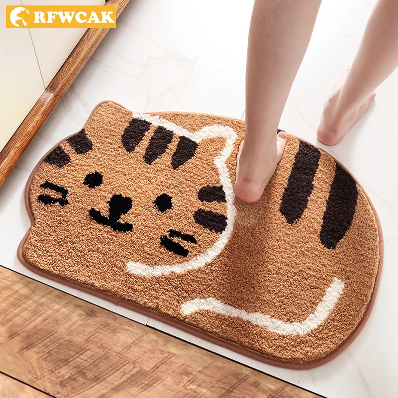 RFWCAK мультяшный Кот коврик для входной двери ванной нескользящий туалета