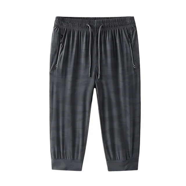 

532# Summer Thin Ice Silk Cropped Sports Trousers Men's Loose High-stretch Casual short Pants