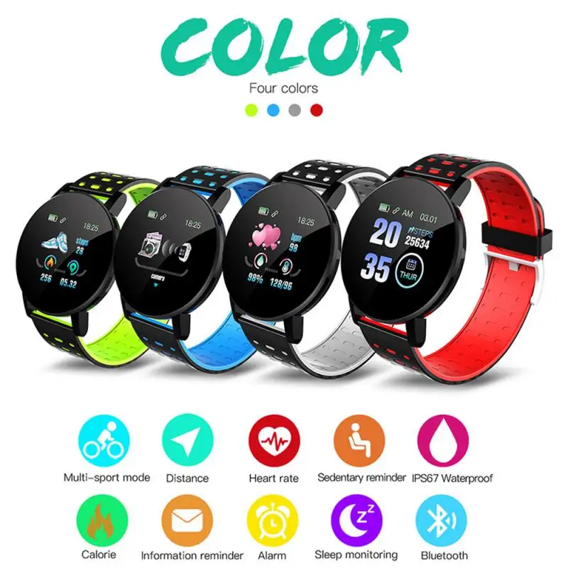 

2021 NEW 119S Smart Watch Men Women Blood Pressure Waterproof Sport Round Smartwatch Smart Clock Fitness Tracker For Android IOS