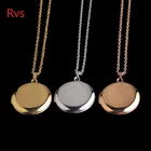 Круглые Подвески-медальон из нержавеющей стали для женщин и мужчин, открытая фоторамка, Блестящие модные памятные ожерелья из нержавеющей стали