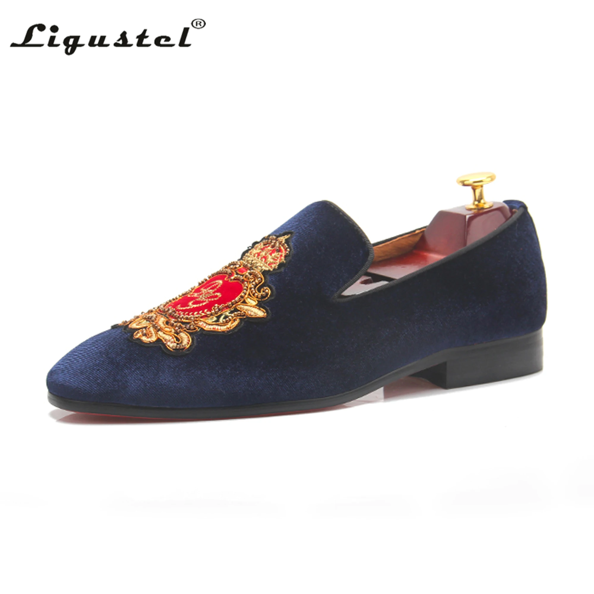 Ligustel Men Loafers Male Luxury Dress Wedding Party Red Bottom Shoes Original Designer Handmade G Brand Black Leather | Обувь