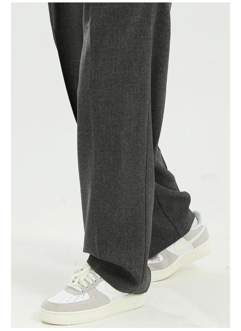 

Male Japan Korea Streetwear Hip Hop Vintage Fashion Pants Men Solid Color Casual Straight Suit Trousers