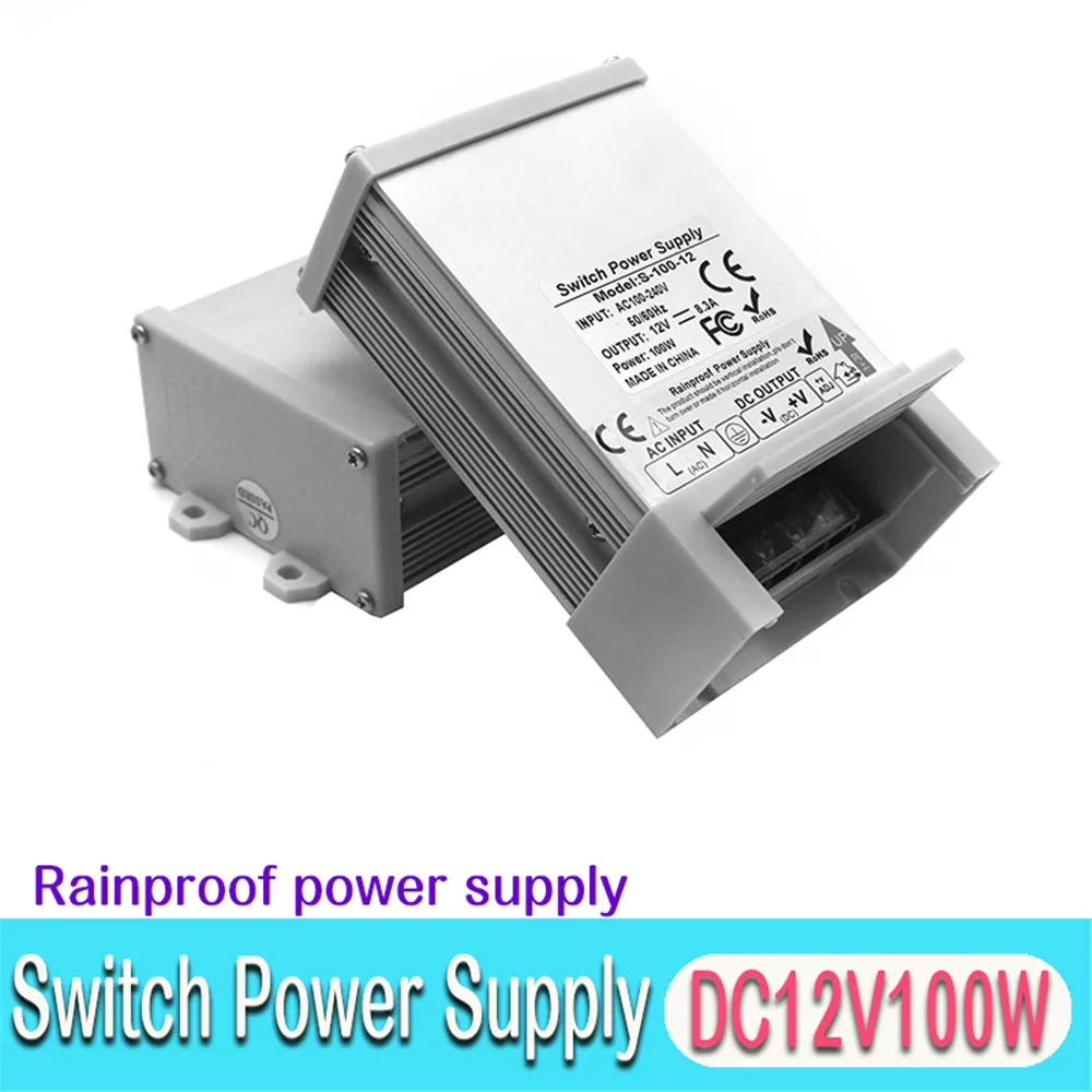 Переменный DC 12V 8.3A 100W непромокаемый источник питания Трансформаторы 110v 220V AC DC12V SMPS