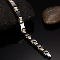 new arrival men bracelet black ceramic bracelet gold stainless steel bracelets bangles for women jewelry unisex zircon bracelet