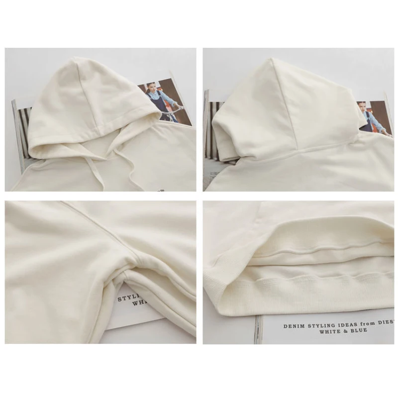 

WTEMPO Autumn Winter Pink Plus Velvet Sweater Pure Cotton Korean Version Loose Large Size Sweatshirt Casual Women's Hooded