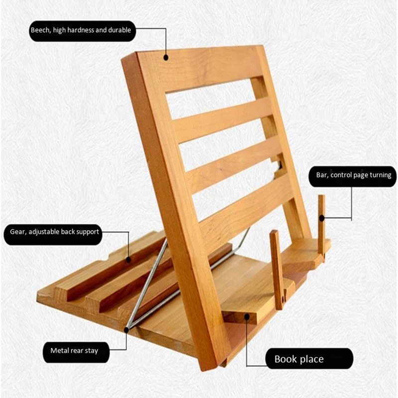 Складная деревянная полка для рецептов регулируемая книжная подставка чтения