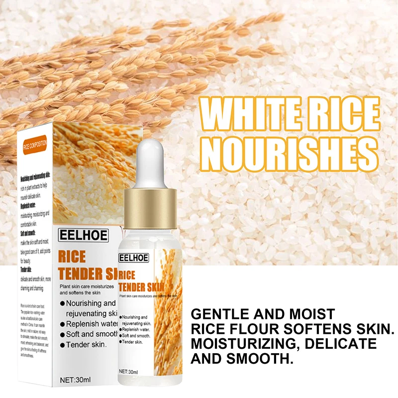 

30ml White Rice Whitening Serum Face Moisturizing Cream Shrink Pores Brighten Enzyme Anti Wrinkle Anti Aging Skin Care Essence