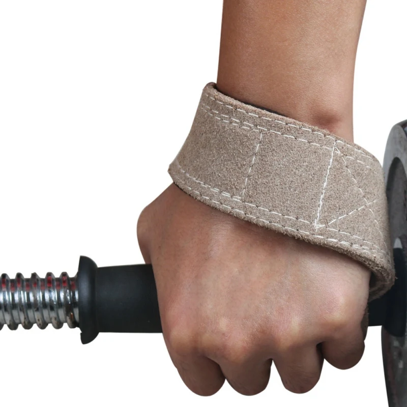 1 пара мужской воловьей кожи Тяжелая атлетика ручной ремень Противоскользящий