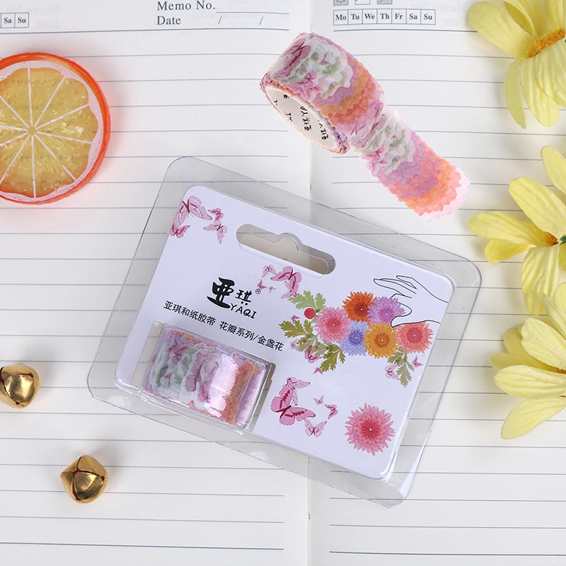 

200Pcs/Roll Fresh Marigold Clover Stamp Decoration DIY Diary Scrapbooking Masking Tape Stickers Beautiful Stationary For School