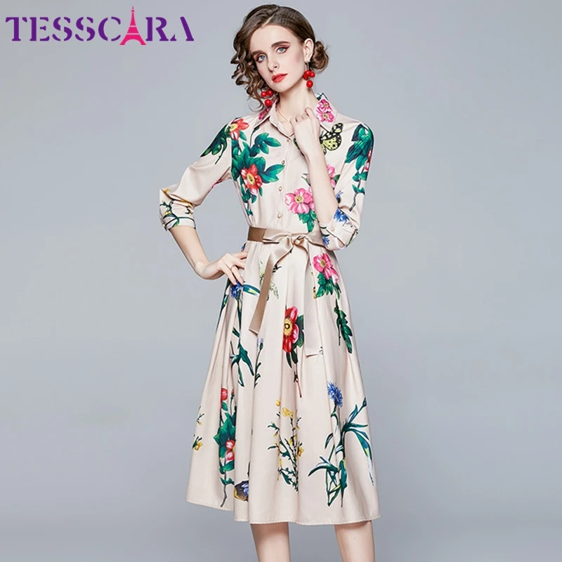 TESSCARA весенне летние женские туфли элегантное платье с цветочным рисунком