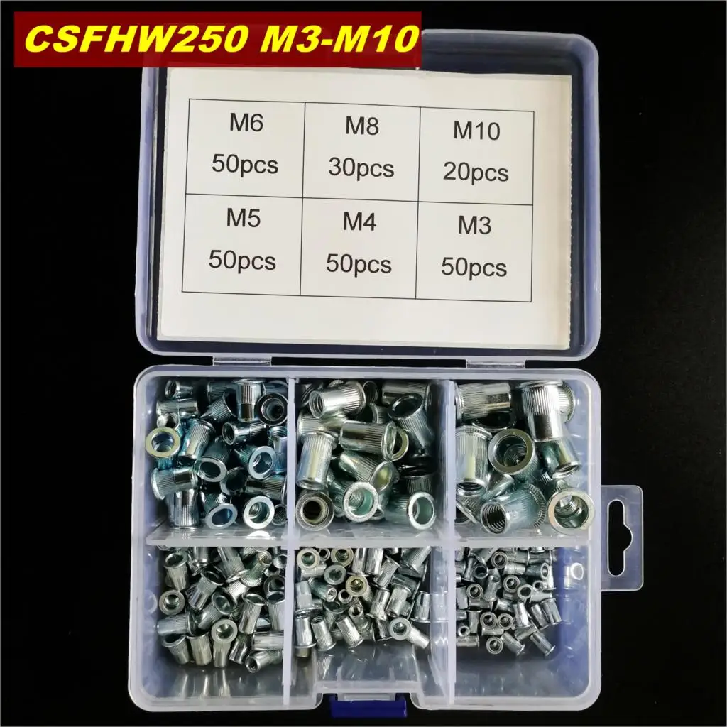 250 шт. гайка из углеродистой стали с заклепками смешанные наборы Резьбовая