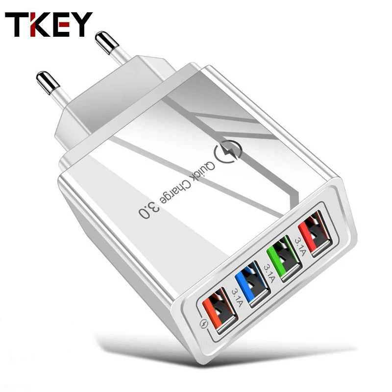 Сетевое зарядное устройство TKEY с 3 USB портами и поддержкой быстрой зарядки