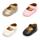 Обувь для новорожденных девочек, однотонная обувь для первых шагов из искусственной кожи, на мягкой нескользящей подошве, золотистые, черные, розовые, белые, для детской кроватки