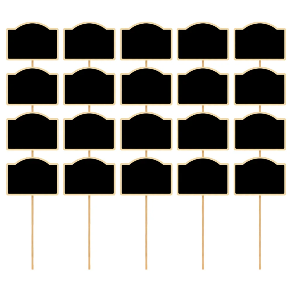 

20pcs Blackboard Toppers Wooden Message Board Chalkboard Signs Garden Plants Tags Garden Markers Label (Black)