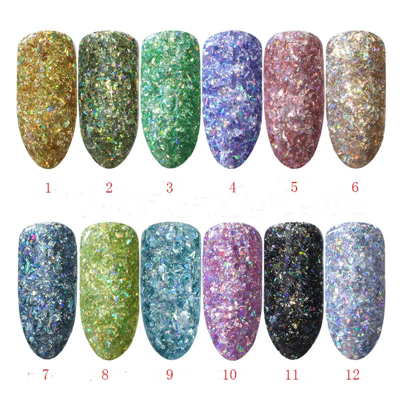 1 коробка 10 мл блестящая пудра для ногтей пыль Радужная оболочка блестки золотые