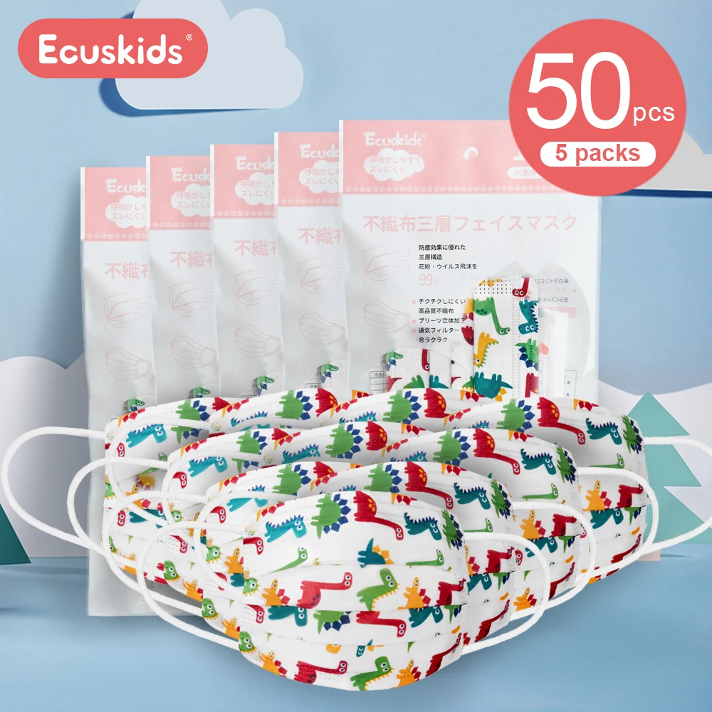 

Japan Imported Mask Ecuskids Children's Mask Three-Layer Baby Special Disposable Mask for 4-6 Years Old ascarillas niños
