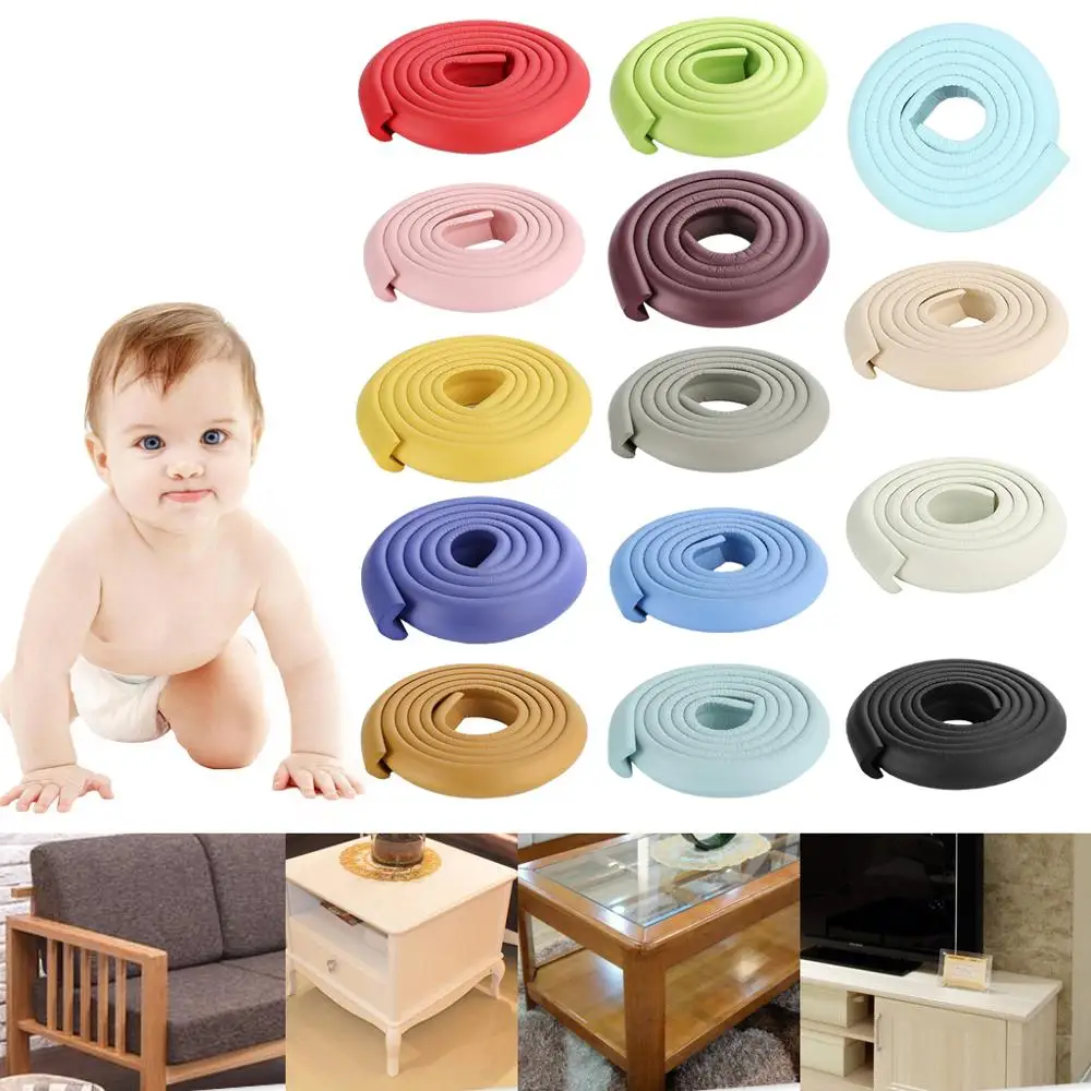 Protector de escritorio de esquina de seguridad para beb&eacute;s, protecci&oacute;n de goma para mesas, bordes suaves en forma de L, 2m-1