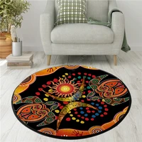 aboriginal naidoc week 2021 turtle lizard 3d design circle rug non slip mat dining living room soft bedroom carpet 02