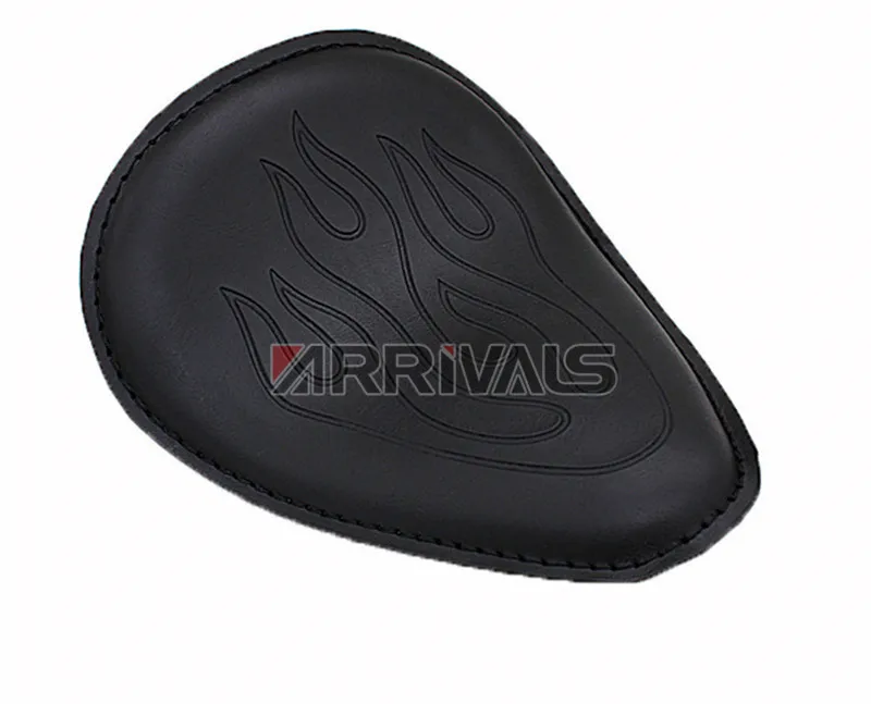 

Black Vintage Motorcycle Leather Solo Seat Cover 3" Spring Bracket For Harley Chopper Bobber For Honda Custom