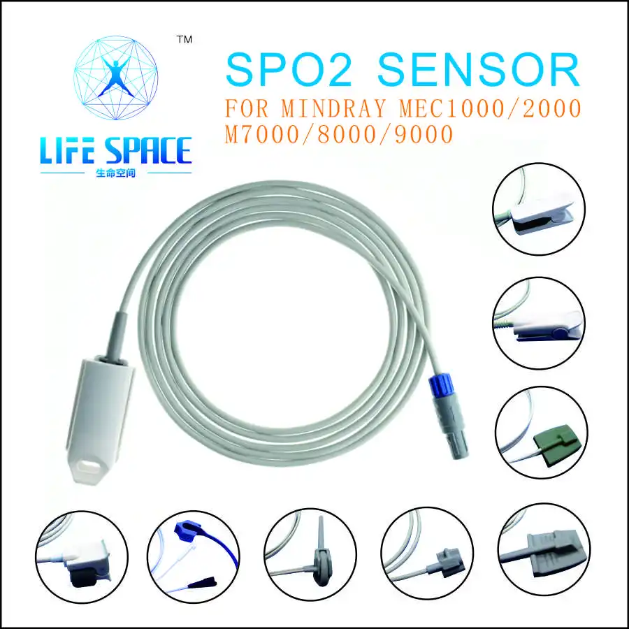 

Длинный кабель AWT, зажим для пальца для взрослых, многоразовый датчик кислорода Spo2 для монитора пациента Mindray MEC1000,PM9000