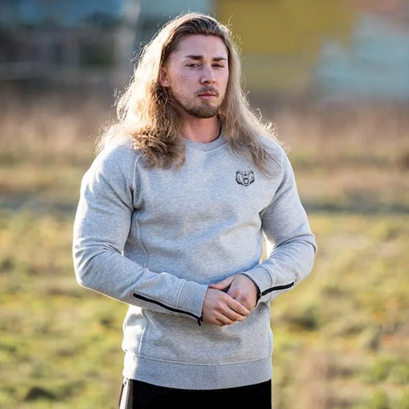 Модный новый мужской пуловер для фитнеса тренировок по бодибилдингу хлопковая