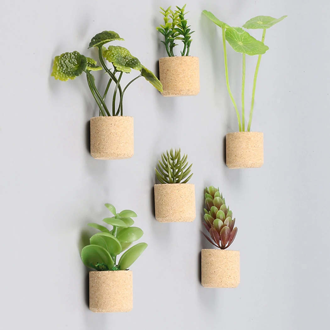 

12Pc Lifelike Plants Refrigerator Magnets Bonsai Succulent Plant Magnet Button Potted Plant Refrigerator Sticker Home Decoration