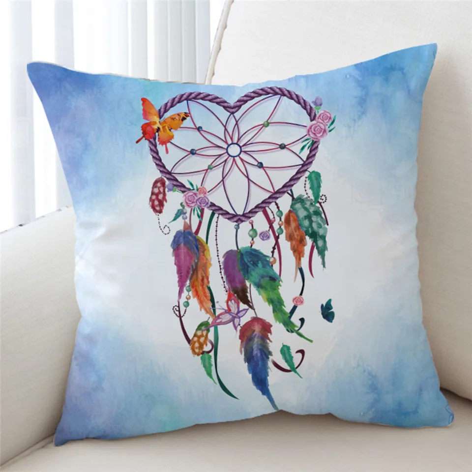 Постельные принадлежности Outlet Dreamcatcher Чехлы для подушек цветная подушка с перьями чехол богемный Мандала бросок Чехол 2 размера черные наволочки