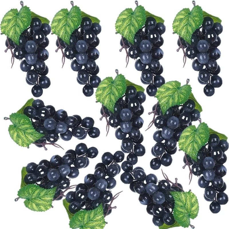 

10 Bunches Of Artificial Black Grapes Fake Fruit Home House Kitchen Party Wedding Decoration Photography