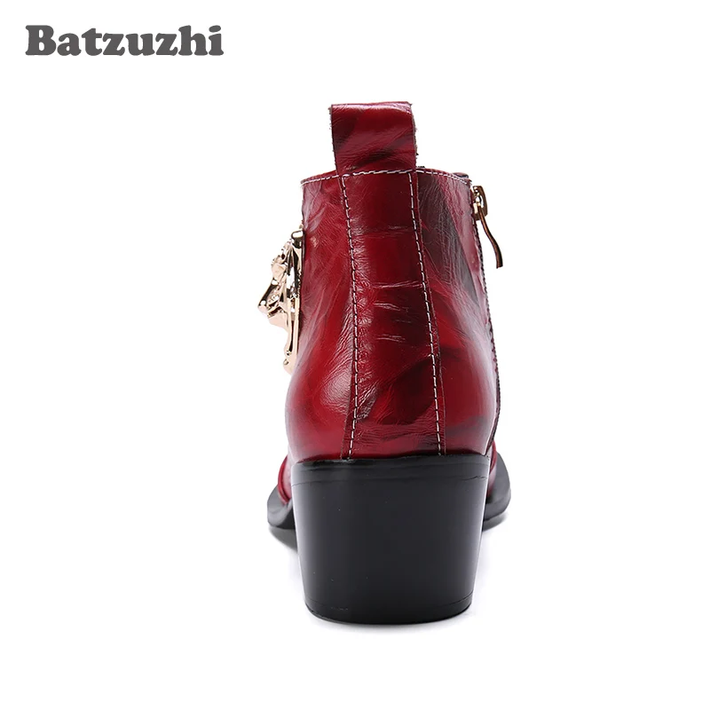 Мужские ботинки Batzuzhi с острым металлическим наконечником роскошные кожаные