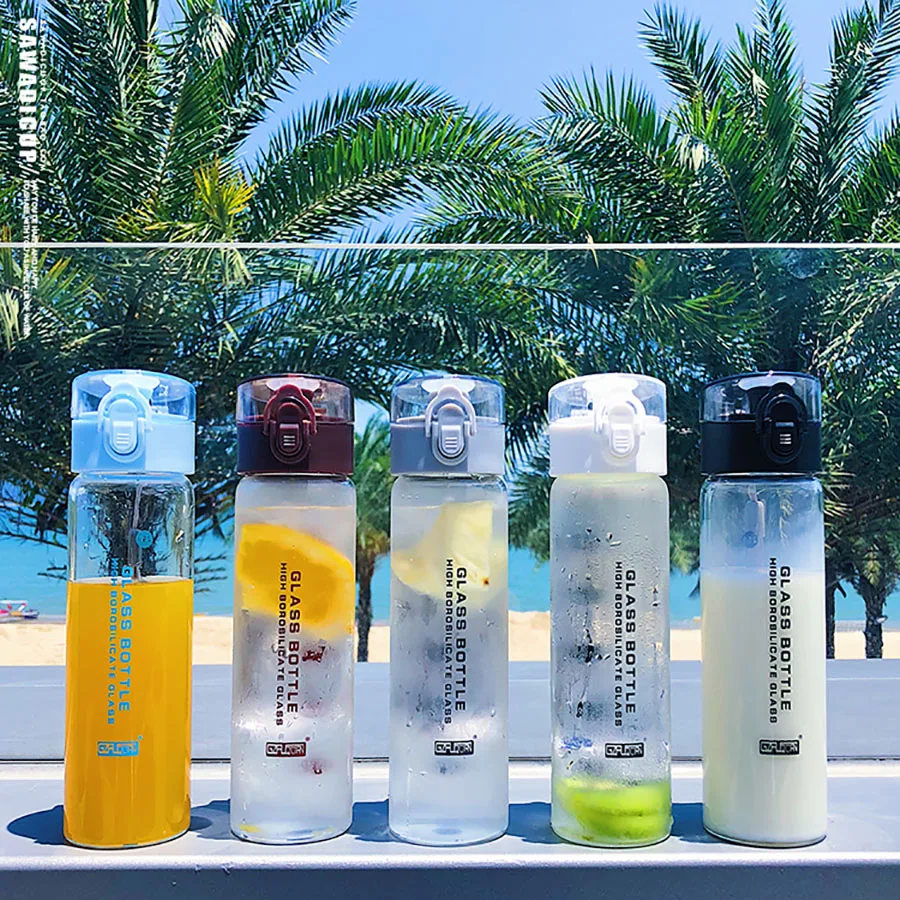 Корейская стеклянная бутылка для воды Спортивная питья милая спортзала детская