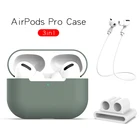 3 в 1, силиконовый чехол для AirPods Pro, чехол для наушников, коробка, анти потеря, ремешок, держатель, мягкий чехол для Apple Air Pods Pro 3, чехол