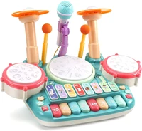 5 in 1 musical instruments toyskids electronic piano keyboard xylophone drum toys set with light 2 microphone lear