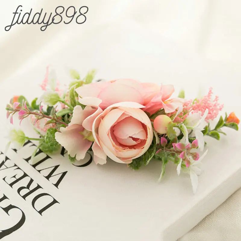 Романтические розовые Искусственные цветы Свадебные аксессуары для волос