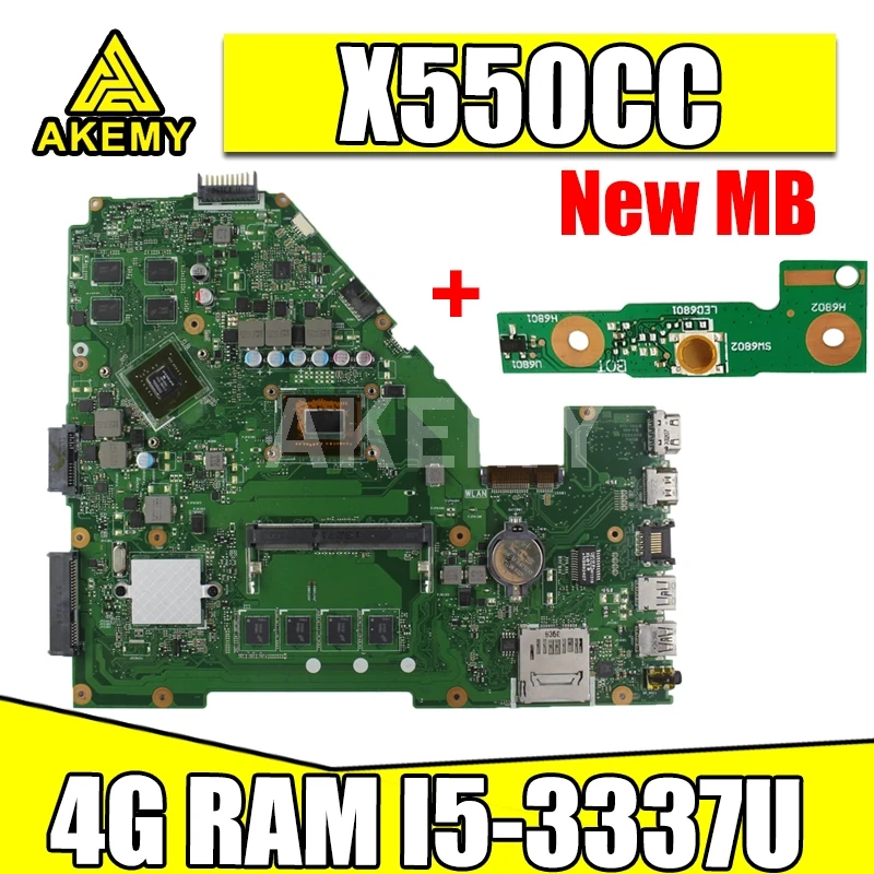 

Akemy X550CC материнская плата для ноутбука Asus X550CC A550C X550CL R510C оригинальная материнская плата 4GB-RAM I5-3337/3317U GT720M