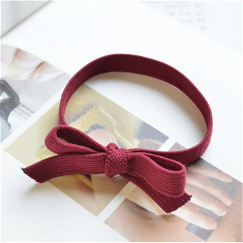 Solid Bow Knot Hair Bands Hot Sale Colorful Lowest Price For Beautifully Women Girl Elastic Ties Band Rope wholesale | Красота и
