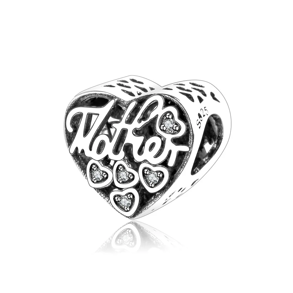 2018 новый стиль 925 стерлингового серебра Сердце Подвески Бусины с CZ Подходит