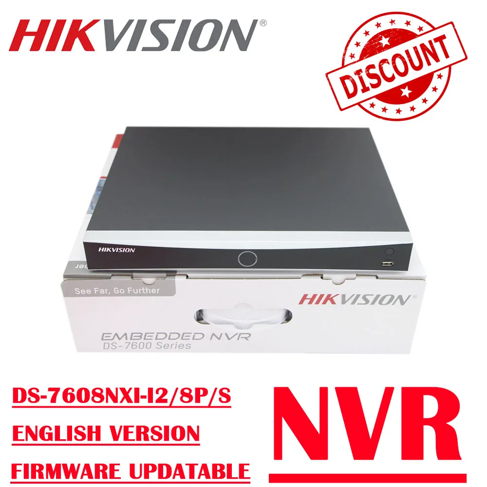 

Hikvision 8-ch 4K DS-7608NXI-I2/8P/S 1U 8 POE AcuSense NVR Surveillance Network Video Recorder 4-ch facial recognition